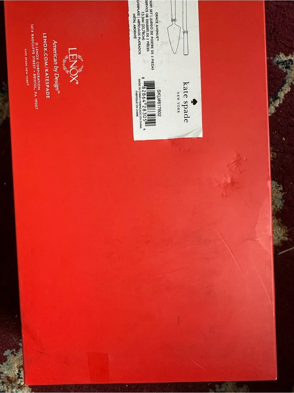 Lenox NWT and box kate spade Silver Cake Knife and Server Set never used